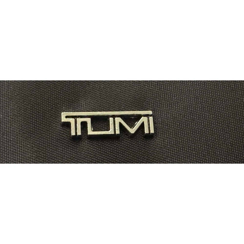 Tumi For Delta Cosmetic Toiletries Travel Zip Pouch Bag Black Purple Lining